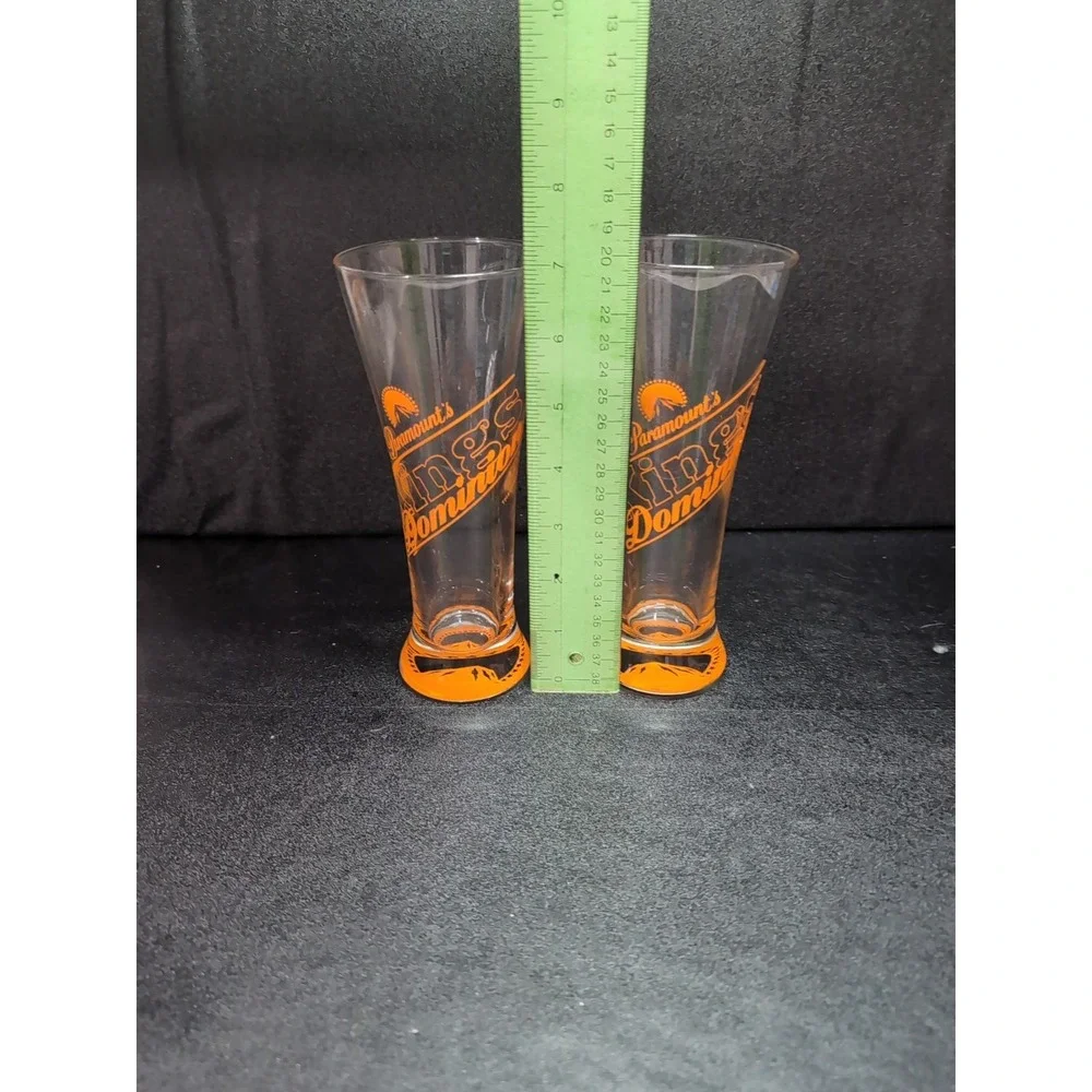 Paramount's Kings Dominion Pilsner Glass Set,‎ Vintage Orange Logo Beer Glasses
